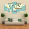 World Map with Landmark of Famous Country Symbol multi panel canvas wall art