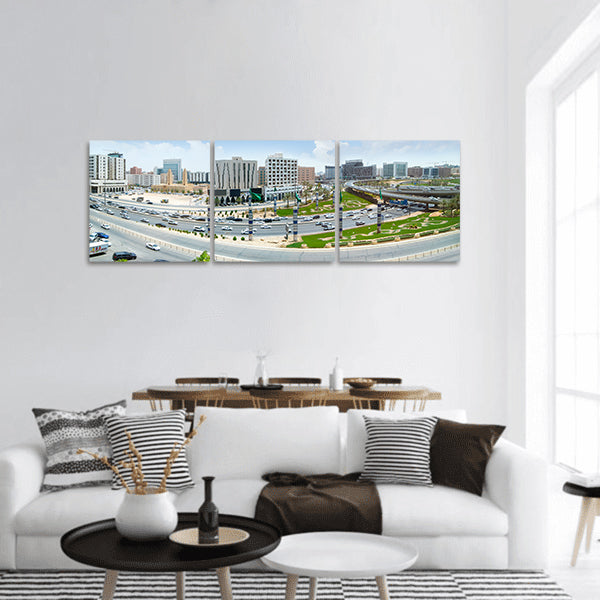 King Fahd road with some green areas and Buildings Panoramic Canvas Wall Art