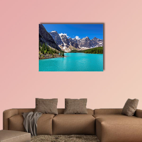 Beautiful turquoise waters of the Moraine lake in Banff National Park wall art