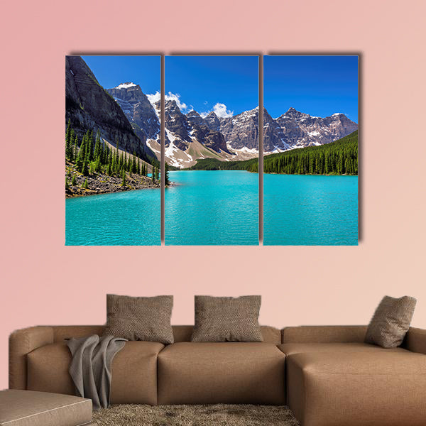 Beautiful turquoise waters of the Moraine lake in Banff National Park wall art