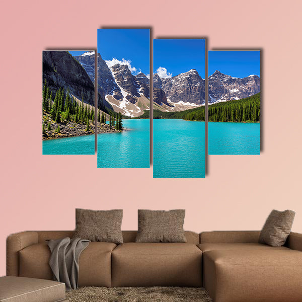 Beautiful turquoise waters of the Moraine lake in Banff National Park wall art