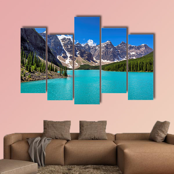 Beautiful turquoise waters of the Moraine lake in Banff National Park wall art