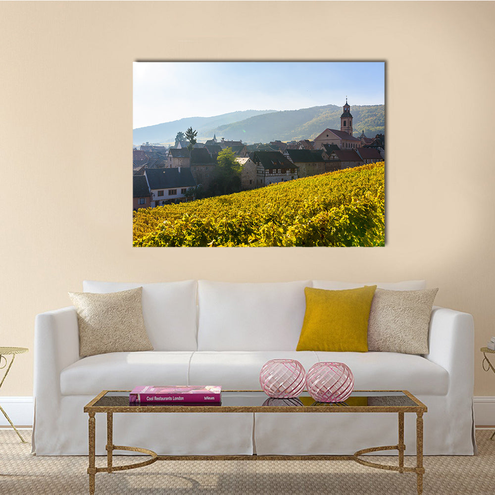 The Beautiful autumn landscape with vineyards Multi Panel Canvas Wall Art