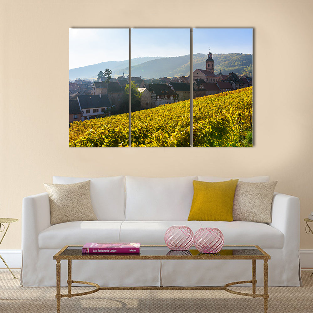 The Beautiful autumn landscape with vineyards Multi Panel Canvas Wall Art