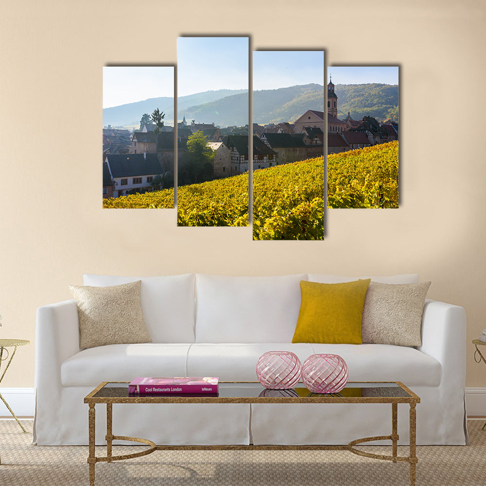 The Beautiful autumn landscape with vineyards Multi Panel Canvas Wall Art
