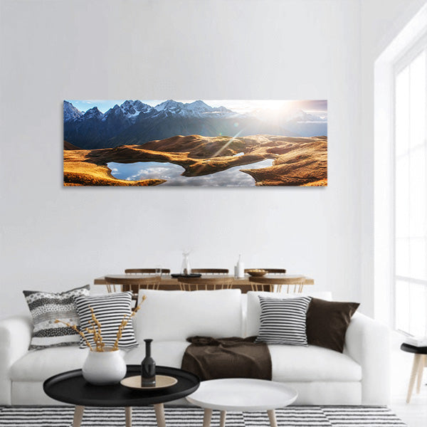 Mountain lake Koruldi, Europe Caucasus mountains Panoramic Canvas Wall Art