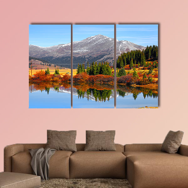 Buffehr lake, Colorado in autumn time multi panel canvas wall art