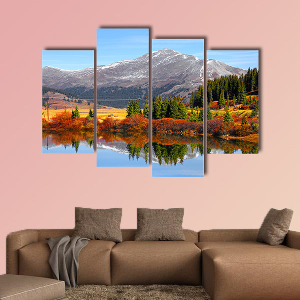 Buffehr lake, Colorado in autumn time multi panel canvas wall art