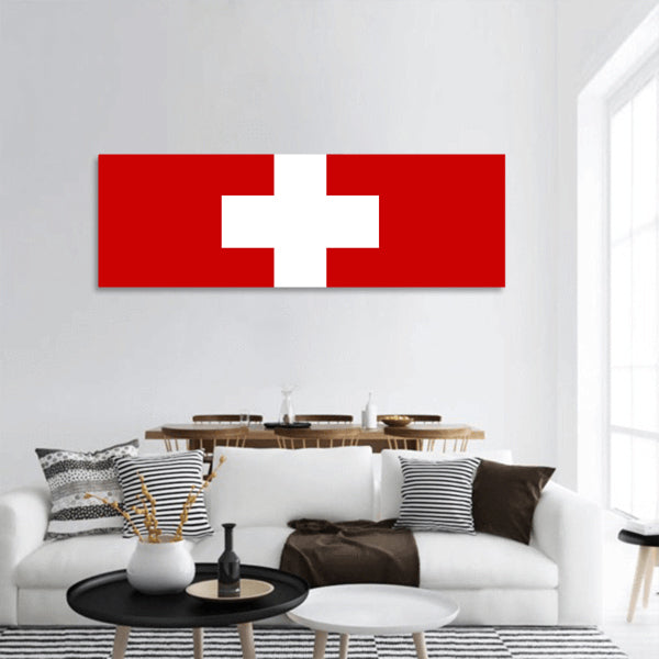 Switzerland flag Panoramic Canvas Wall Art