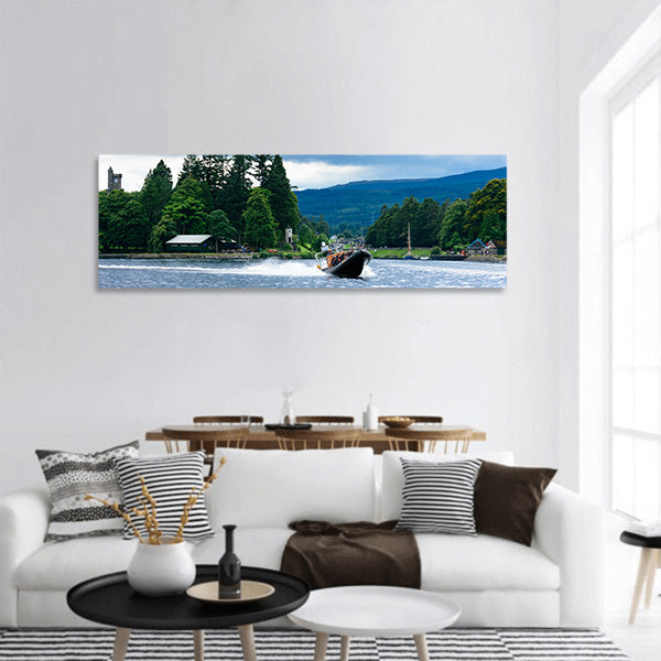 Tourists speed boating on a RIB boat Scotland Panoramic Canvas Wall Art