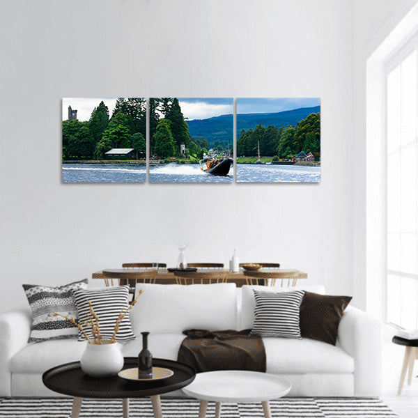 Tourists speed boating on a RIB boat Scotland Panoramic Canvas Wall Art
