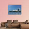 The landscape scenery view of a city at the Songhua River, India multi panel canvas wall art