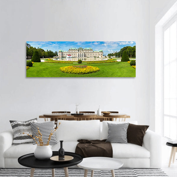 Fountain and Belvedere Palace in Vienna, Austria Panoramic Canvas Wall Art