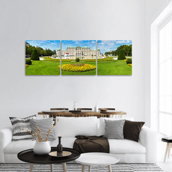 Fountain and Belvedere Palace in Vienna, Austria Panoramic Canvas Wall Art