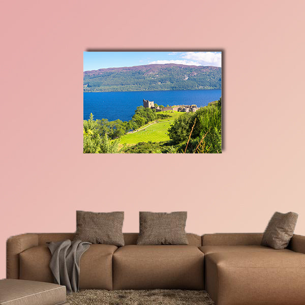 Urquhart Castle along Loch Ness lake in Scotland in a beautiful summer wall art