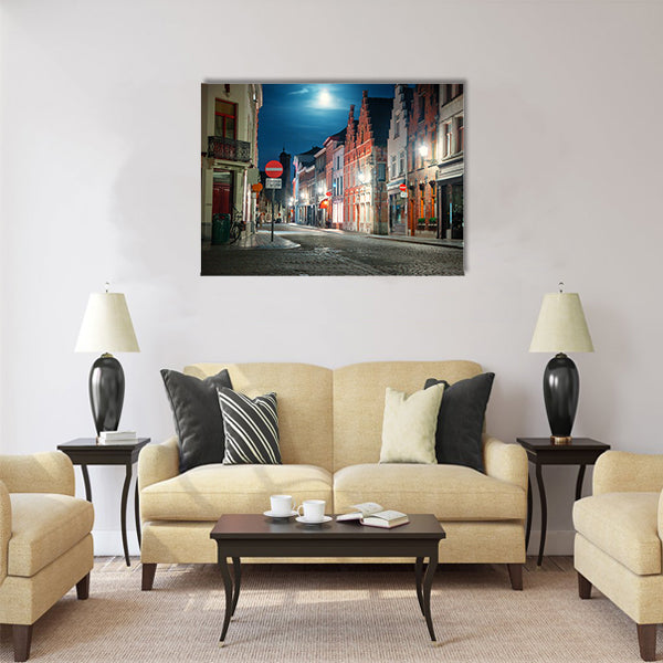 Street of Brugge, Belgium Multi panel canvas wall art