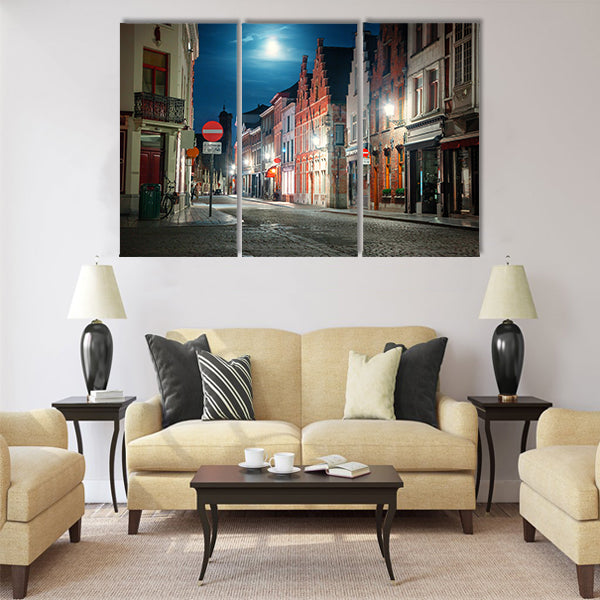 Street of Brugge, Belgium Multi panel canvas wall art