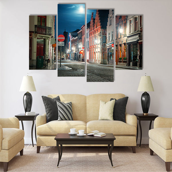 Street of Brugge, Belgium Multi panel canvas wall art