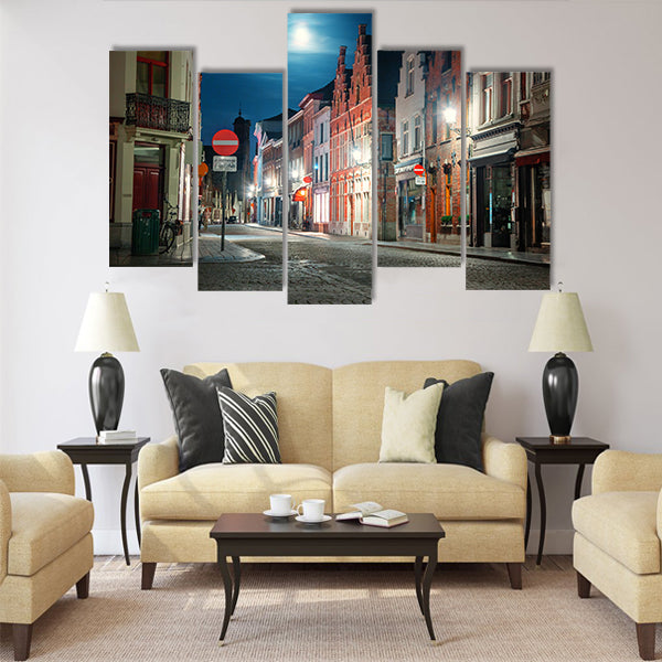 Street of Brugge, Belgium Multi panel canvas wall art