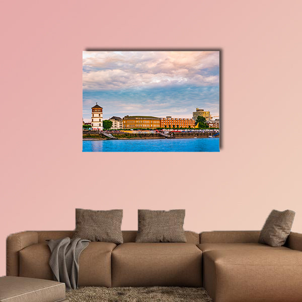 View at the city skyline central, Dusselfdorf Germany multi panel canvas wall art