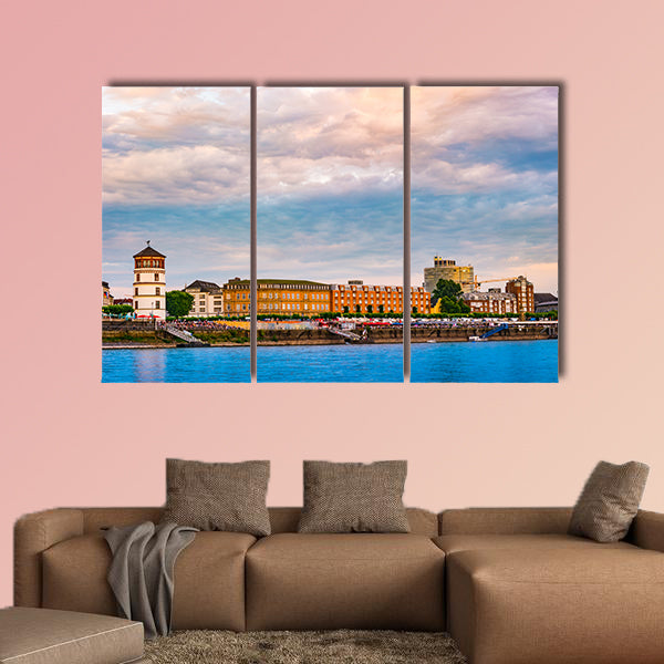 View at the city skyline central, Dusselfdorf Germany multi panel canvas wall art