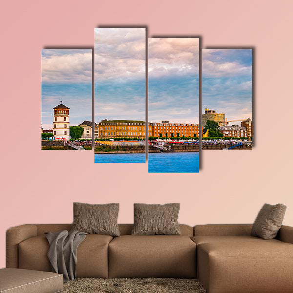 View at the city skyline central, Dusselfdorf Germany multi panel canvas wall art