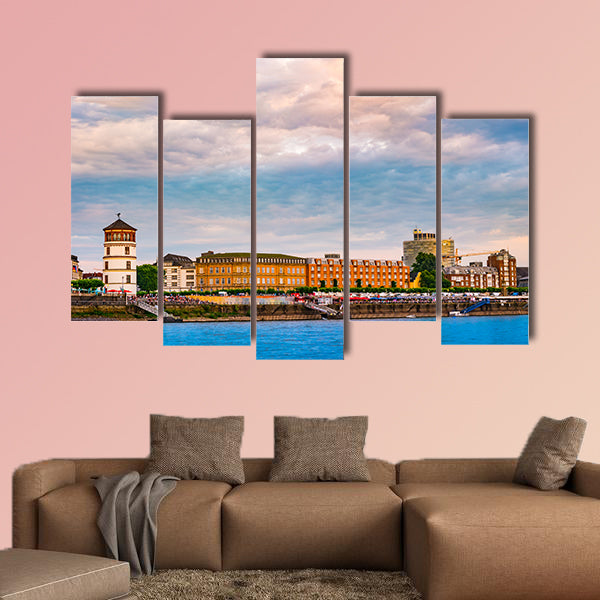View at the city skyline central, Dusselfdorf Germany multi panel canvas wall art