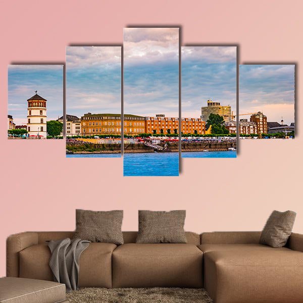 View at the city skyline central, Dusselfdorf Germany multi panel canvas wall art