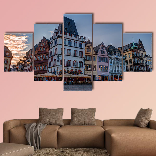  Historic House facades Main Market Trier multi panel canvas wall art