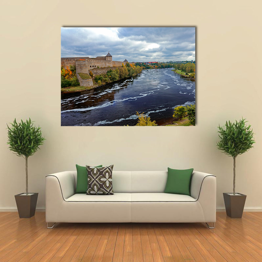 Russian middle ages fortress Ivangorod near Saint-Petersburg multi panel canvas wall art