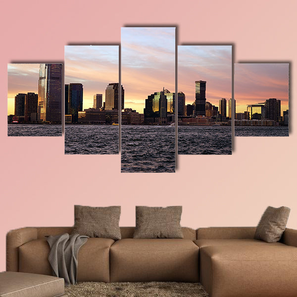 New Jersey from Manhattan side with River Multi panel canvas wall art