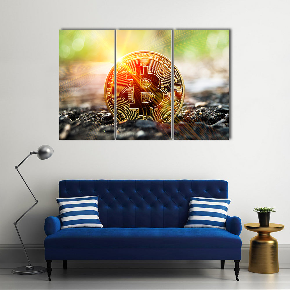 Bitcoin is a modern way of exchange and this crypto currency is a convenient means of payment multi panel canvas wall art
