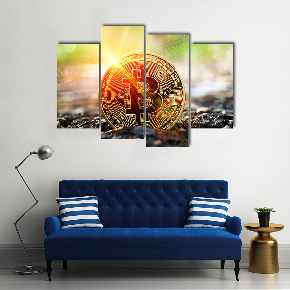 Bitcoin is a modern way of exchange and this crypto currency is a convenient means of payment multi panel canvas wall art