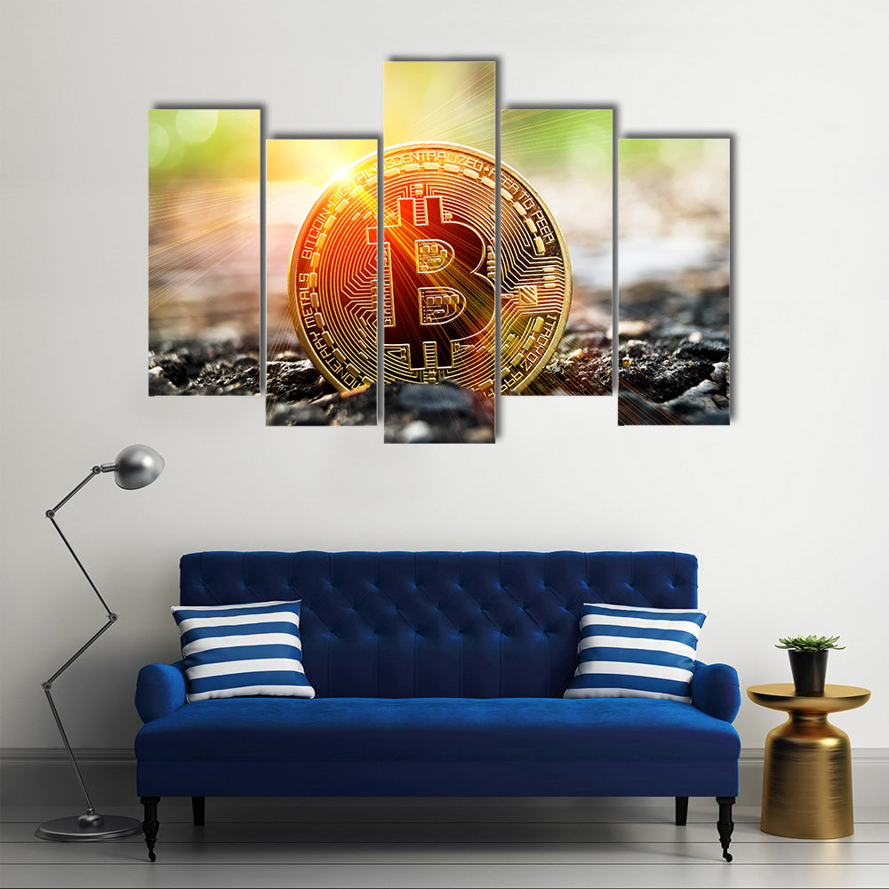 Bitcoin is a modern way of exchange and this crypto currency is a convenient means of payment multi panel canvas wall art