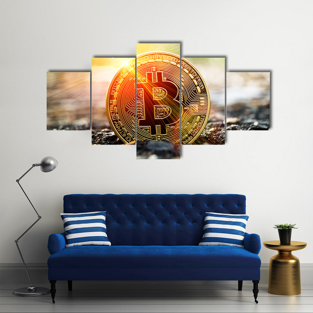 Bitcoin is a modern way of exchange and this crypto currency is a convenient means of payment multi panel canvas wall art
