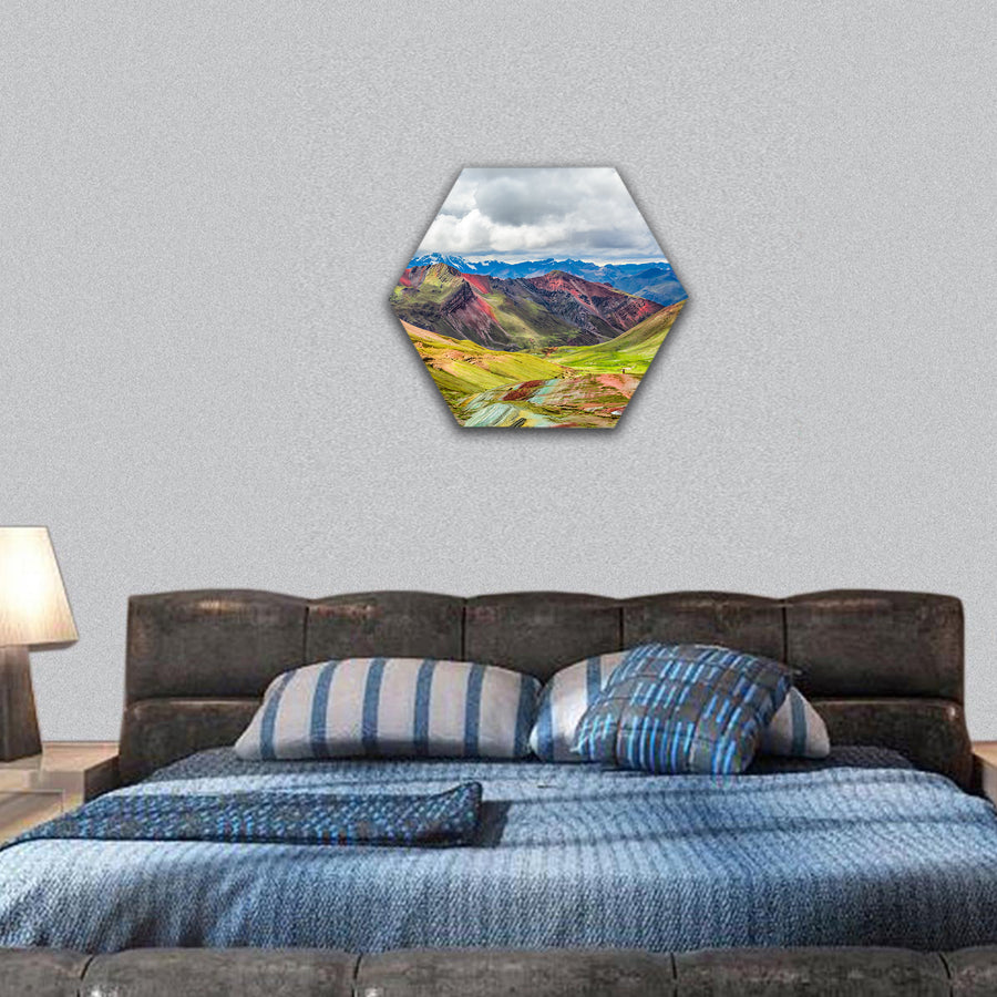 Montana de Siete Colores or Rainbow Mountain hexagonal canvas wall art