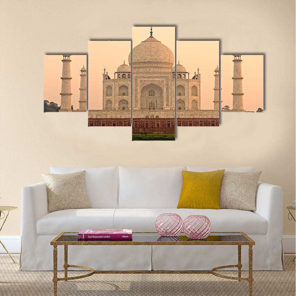 Panoramic view of Taj Mahal at sunrise, Agra Multi Panel Canvas Wall Art