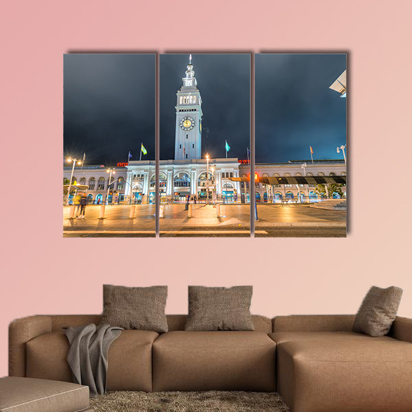 Ferry Building Marketplace at night, San Francisco multi panel canvas wall art