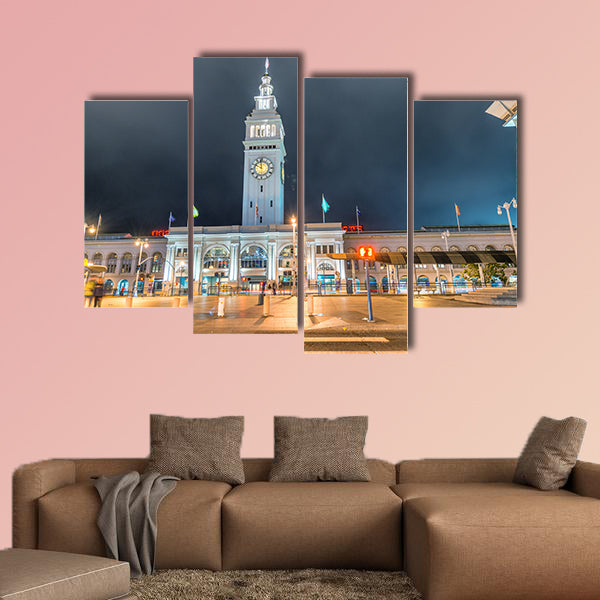 Ferry Building Marketplace at night, San Francisco multi panel canvas wall art