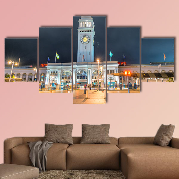 Ferry Building Marketplace at night, San Francisco multi panel canvas wall art