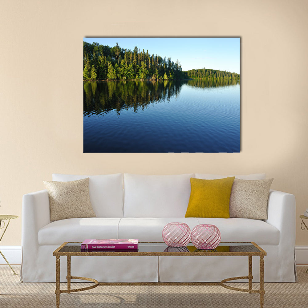 Reflections on the Coniferous Forest on a Wilderness Lake multi panel canvas wall art