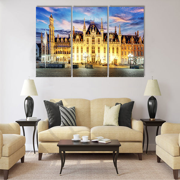 Grote Markt square in Bruges Multi panel canvas wall art