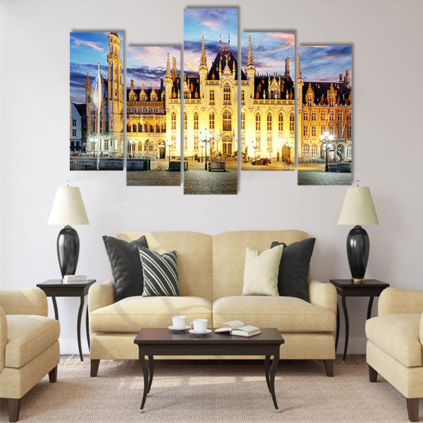 Grote Markt square in Bruges Multi panel canvas wall art