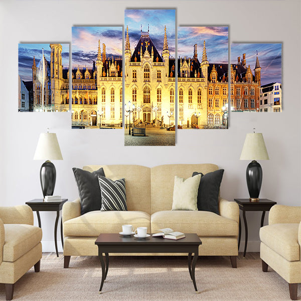 Grote Markt square in Bruges Multi panel canvas wall art
