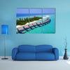 An Aerial Flying Drone View Of Maldives White Sandy Beach On Sunny Tropical Paradise Island Multi Panel Canvas Wall Art