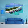 An Aerial Flying Drone View Of Maldives White Sandy Beach On Sunny Tropical Paradise Island Multi Panel Canvas Wall Art