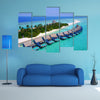 An Aerial Flying Drone View Of Maldives White Sandy Beach On Sunny Tropical Paradise Island Multi Panel Canvas Wall Art