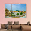 Unidentified people walking in the plaza and enjoying multi panel canvas wall art