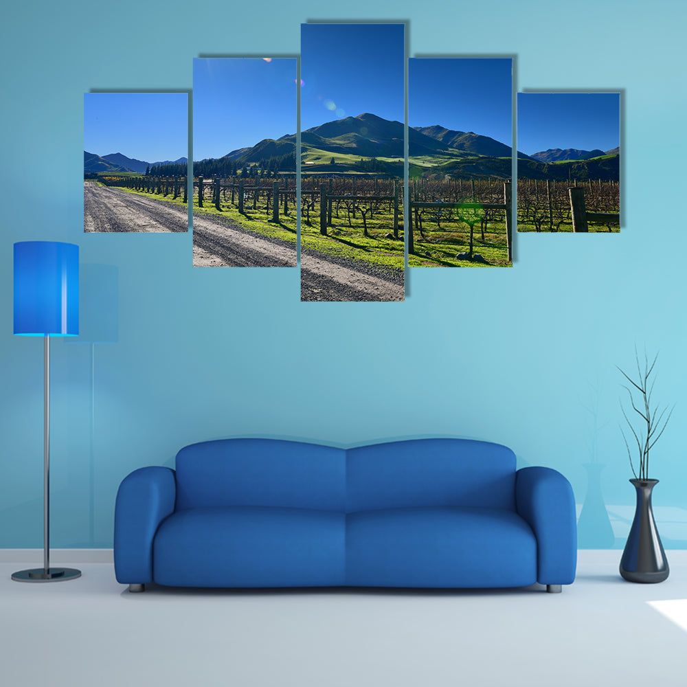 Scenic Vineyard In Canterbury New Zealand Multi Panel Canvas Wall Art