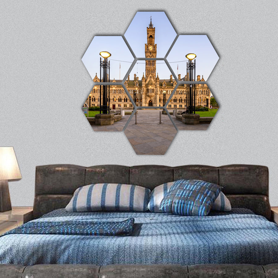 Bradford Town Hall, West Yorkshire, UK hexagonal canvas wall art